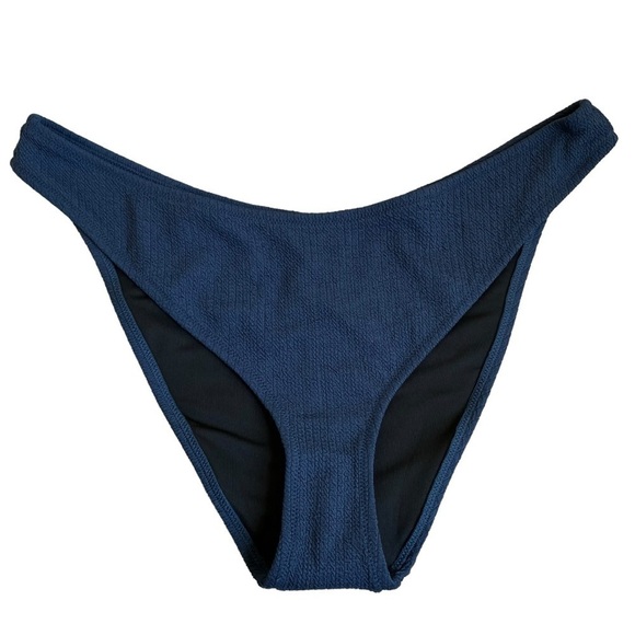 NWT J.Crew Midnight Blue Scrunchie Textured Curved Waist Cheeky Bikini Bottom XL - Picture 5 of 15